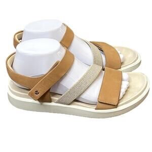 ECCO Flowt 2 Band Sandals Woman EU 40 US 9 Lion Tan Leather Comfort Lightweight